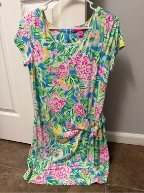 Lilly Pulitzer Floral Tie-Waist Tunic Dress - Pink, Green & Blue
